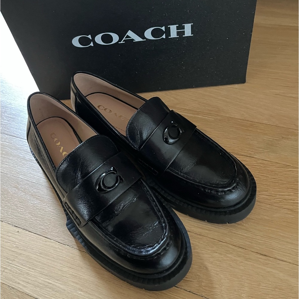NWT COACH Leah Platform Loafers - black